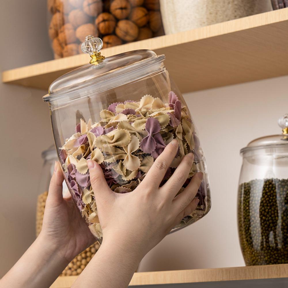 Transparent Grains Storage Box with Lid Food Storage Canister Multifunctional Candy Jar  Nuts