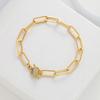 Hip Hop Waterproof Gold Plated Stainless Steel Bracelet Natural Pearl Paperclip Chain Women's Bracelet Jewelry