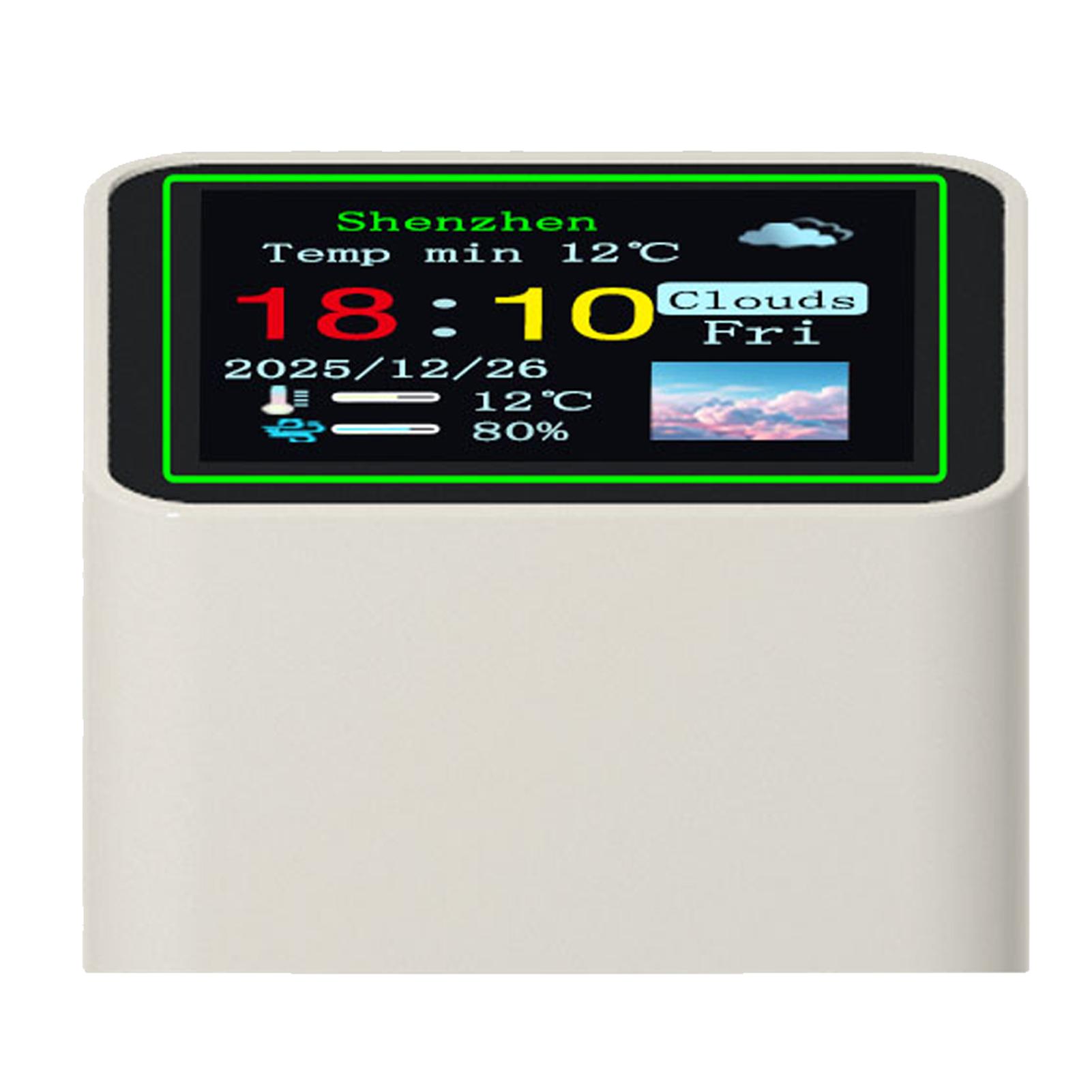 WiFi Digital Weather Station Clock 1.54 Inch Screen Adjustable Brightness Electronic Clock with Real Time Weather