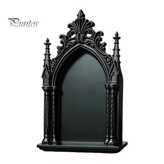 Dark Academia Room Decor Gothic Wall Shelf, Vintage Floating Shelf for Bedroom And Living Room, Matte Black Decorative Display Wall-Mounted Rack with