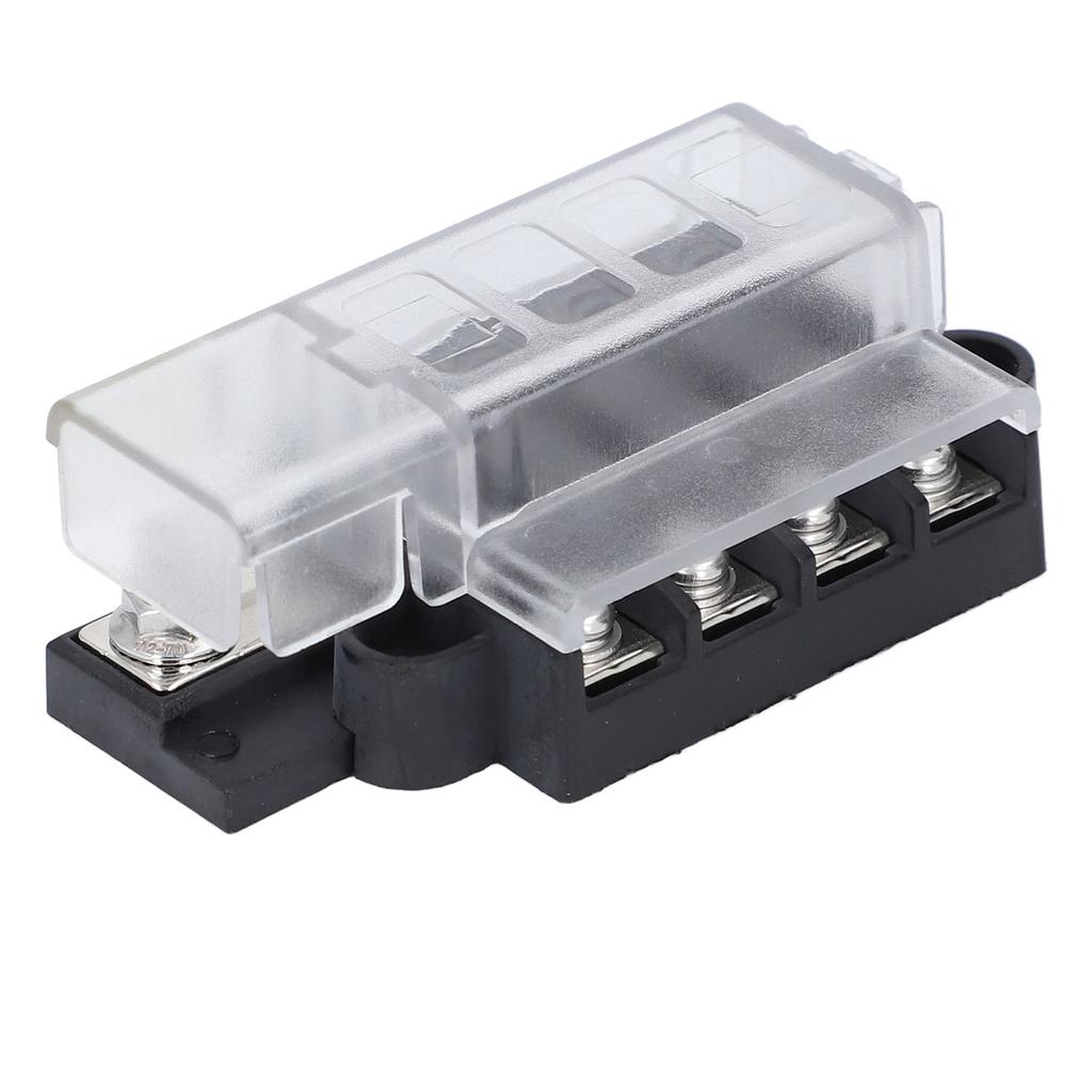 4-fach Flachsicherungskasten 1 Eingang 4 Ausgänge ATC ATO Sicherungshalterbox mit isolierter transparenter Abdeckung 32VDC 100A
