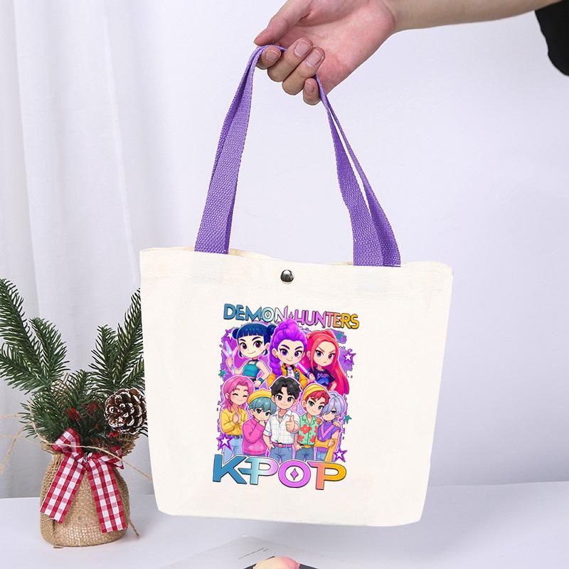 K-Pop Animation Cartoon Printing High Value Fashion Simple Canvas Bag Going Out Portable Shopping Bag Handbag