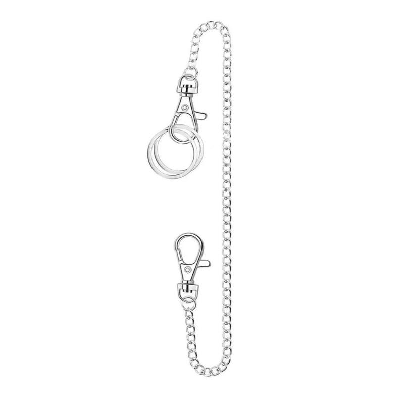 

Both Ends Lobster Buckle Chain Belt Wallet Chain Pants Chain Pocket Chain with Keyring for Pants Belt Jeans Wallet-Key 25cm