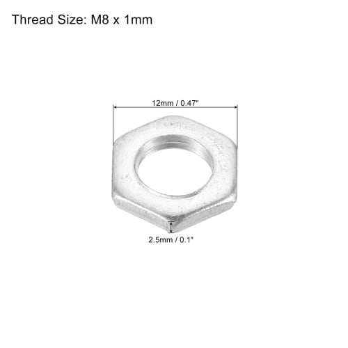 PATIKIL M8 X 1.0 Steel Hex Nuts, 30pcs, Metric Thread, Zinc Plated, for Hardware Nuts, Screws, Bolts, Fasteners, 2.5mm Height