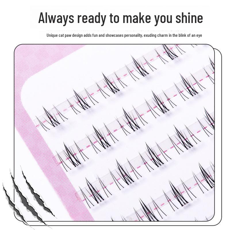 Yelix Thick Cat-Eye False Eyelashes: Natural, Segmented, Glue-Free Lower Lashes