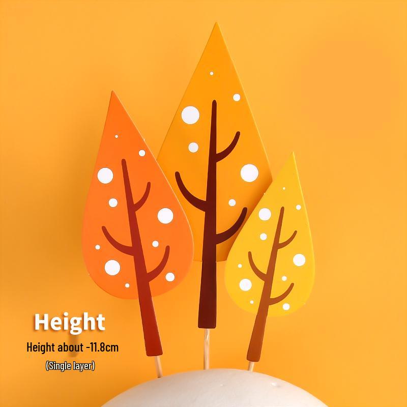Forest Leaves Cake Topper: Apple & Coconut Tree Decor with Free Shipping