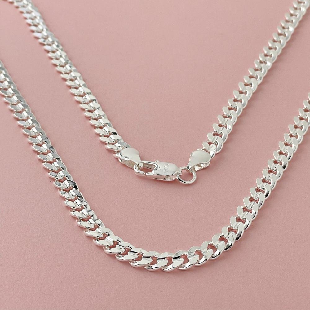 

Luxury designer Copper trend 7mm Cuban Chain Necklace for women men Concave Sideways Wedding accessories Jewelry 20inch 50CM