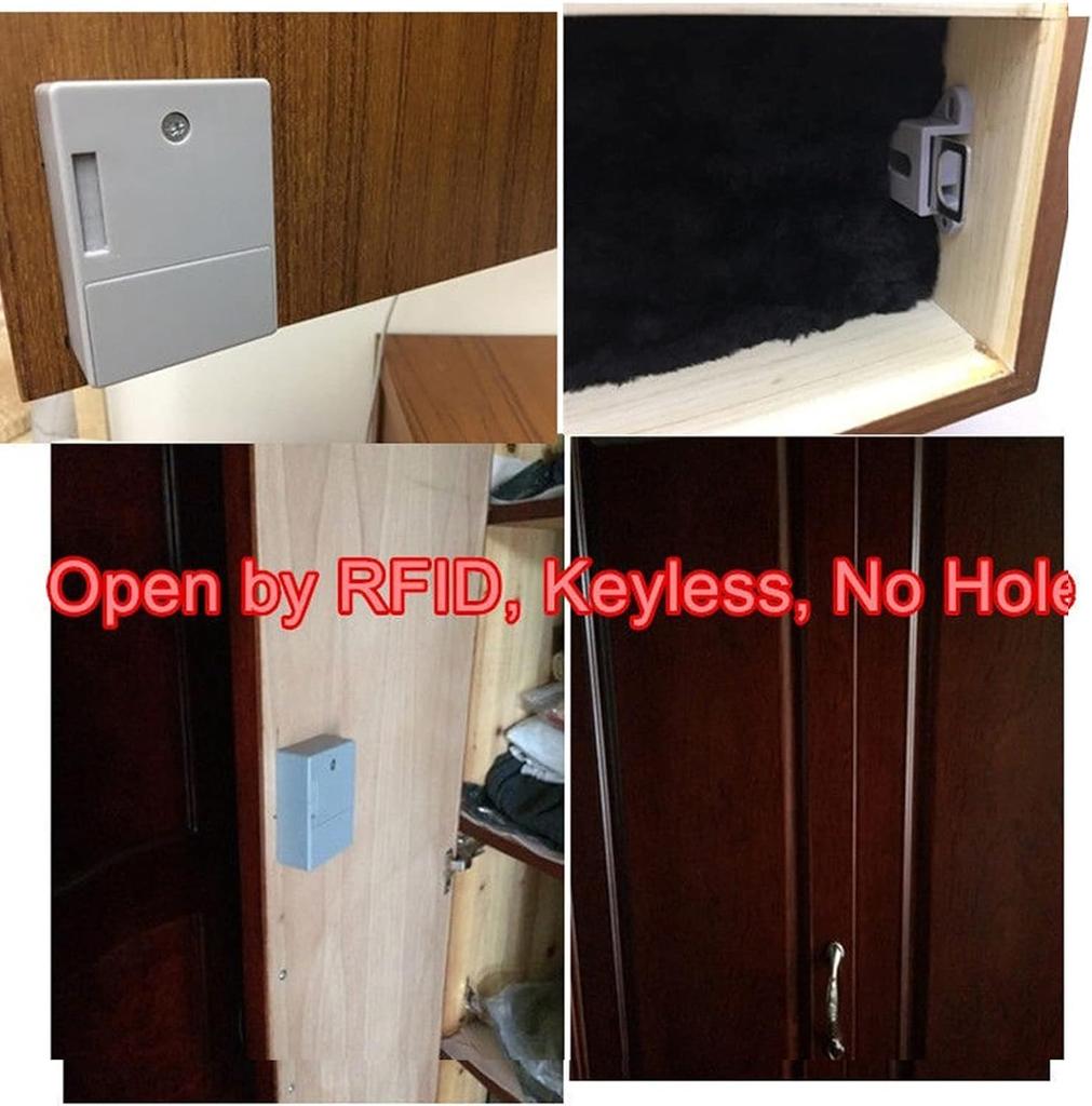 Smart Drawer Lock Invisible Electronic RFID IC Keyless Sensor Unlock Easy-to-Install Intelligent Cabinet Lock Anti-Theft Feature