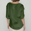 Women's Fashion Casual V-Neck Buttoned Seven Sleeve Cotton Linen Top