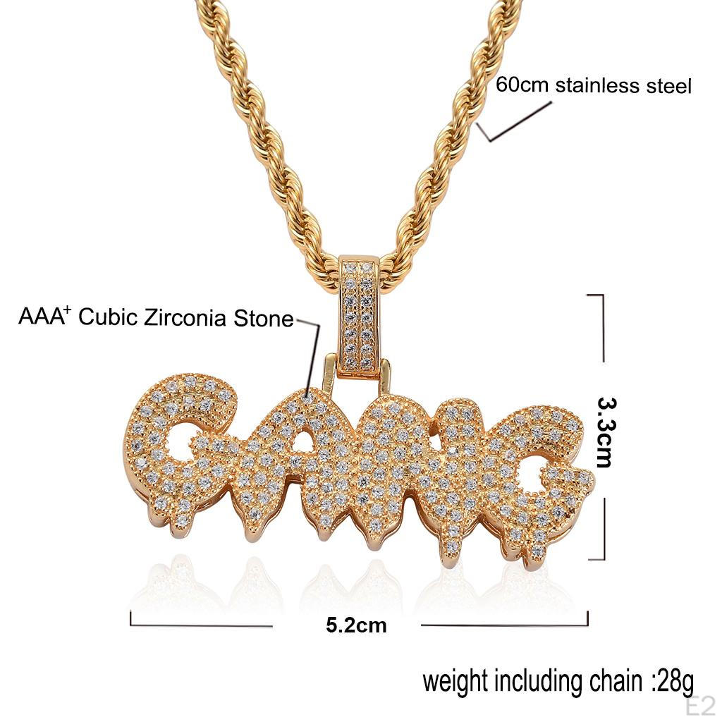 Custom Gang Dripping Pendant with Rope Chain Necklace Jewelry Gifts