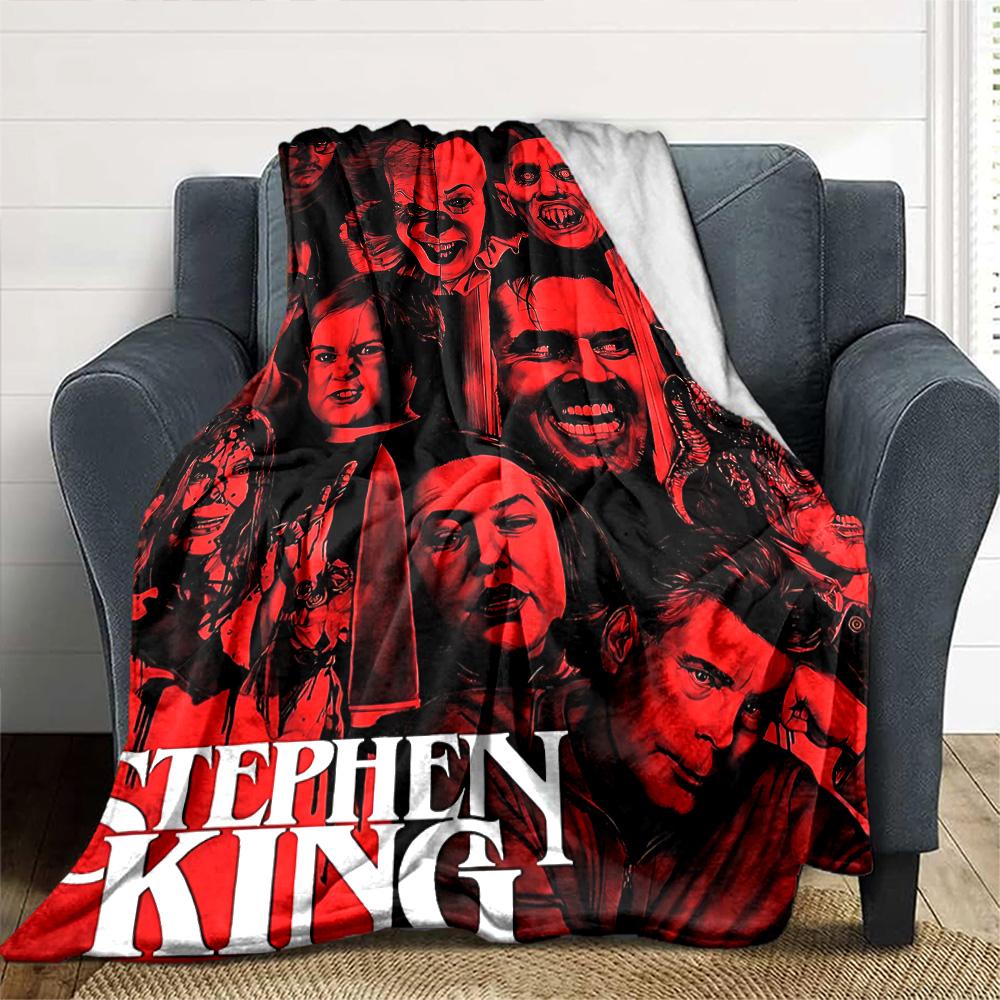 Stephen Horror Icons Flannel Blanket Super Soft Warm Cozy Blanket For Sofa Bed Office Travel Allseason Home Decor Gift