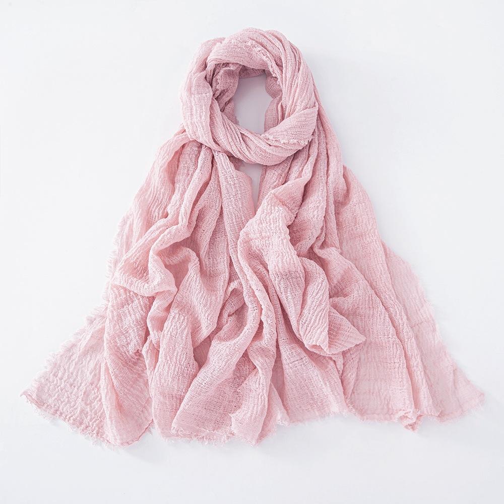 New Cotton Linen Gauze Scarf For Women Girls Spring Autumn Solid Scarves Soft Pashmina Foulard Simple Retro Beard Wrap Shawls
