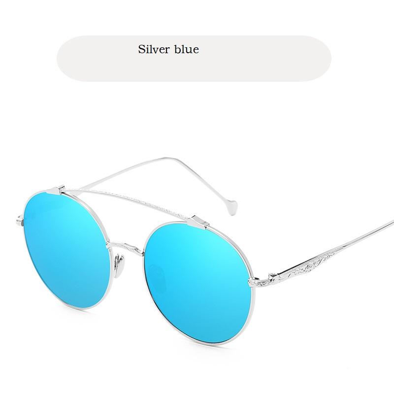 Retro Double Bridges Sunglasses  Men Luxury Brand Designer High Quality Metal Sun Glasses Fashion Women Round Glasses Uv400