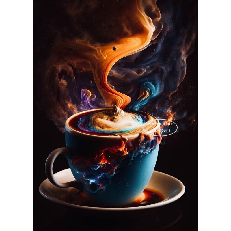 Vintage Hand Ground Coffee Canvas Painting Latte Planet Poster Prints Bars Kitchen Cafe Wall Art Picture Home Restaurant Decor