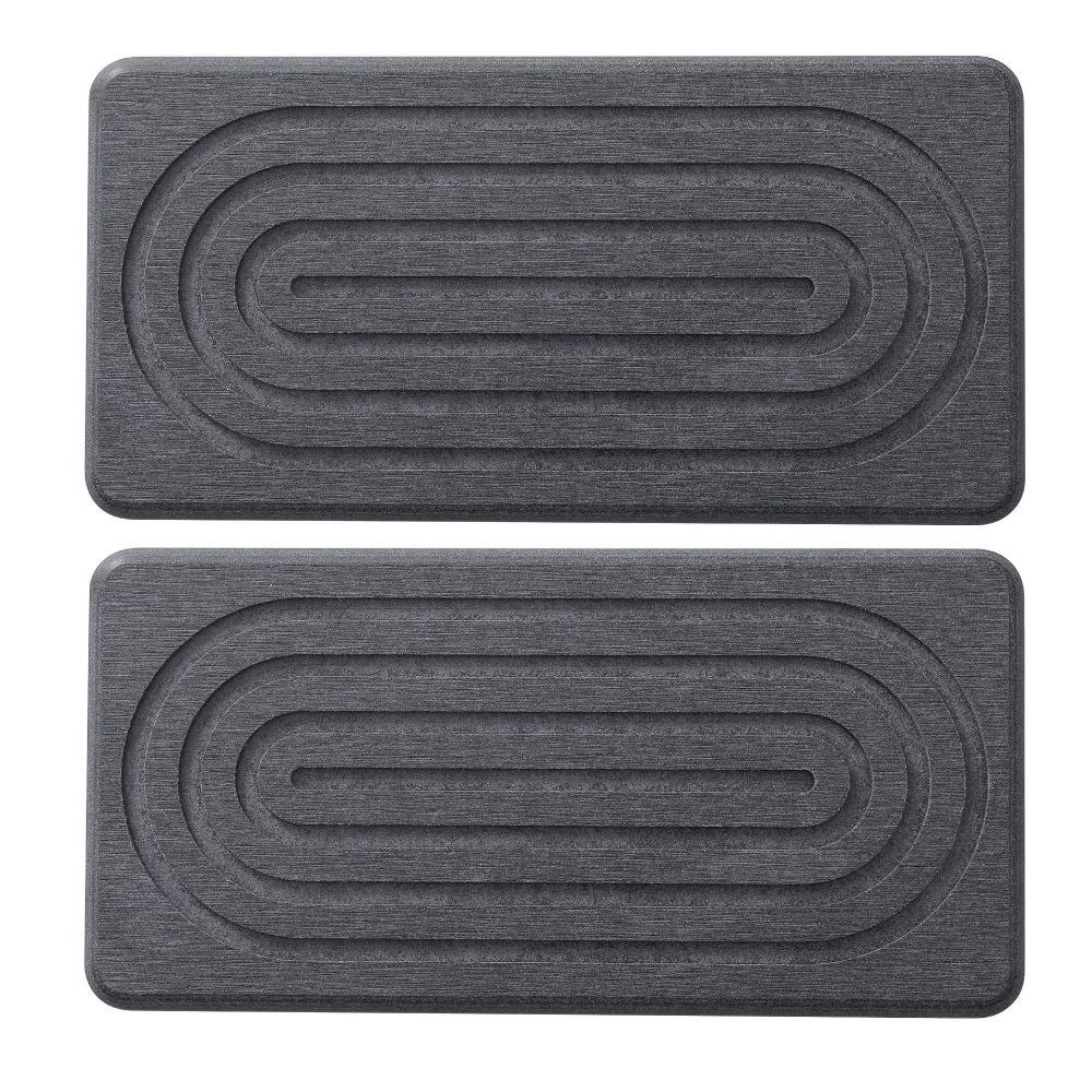 

Rectangular Diatom Mud Sink Tray Non Slip Groove Design Quick Drying Sink Mat Molds Resistant Water Absorbent Diatomite Coasters темно серый