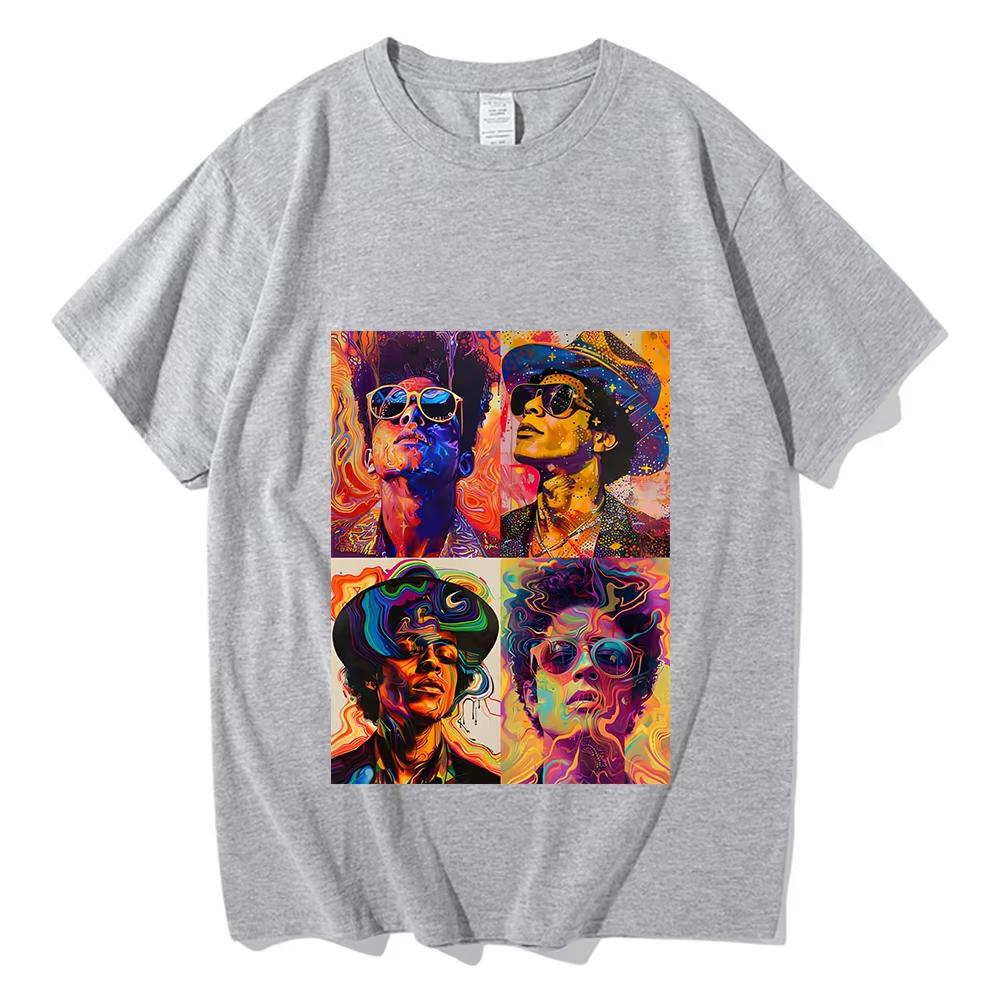 Pop Bruno Mars Tshirt Graphic Printing Classic Trend pure Cotton Teeshirt Summer Short Sleeve Punk Tshirt Soft  Couple Outfits