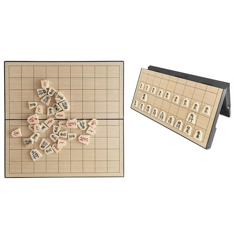 Foldable Shogi Board with Magnetic Pieces, Compact Travel Game for Beginners, Kids, and Adults