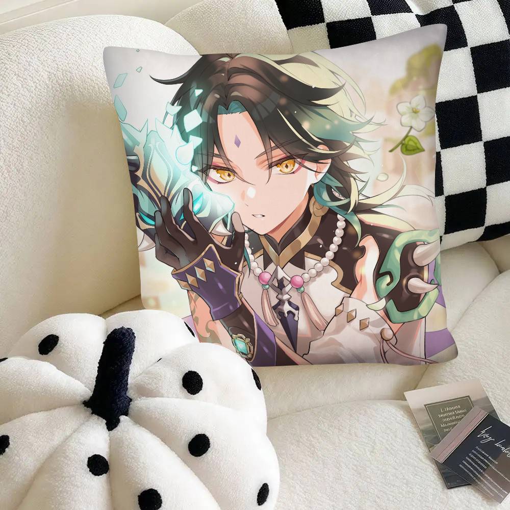 Spiel Anime Genshin Impact Xiao Kissenbezug Mode Quadratischer Kissenbezug Schlafzimmer Sofa Raum Ins Dekoration Freizeit