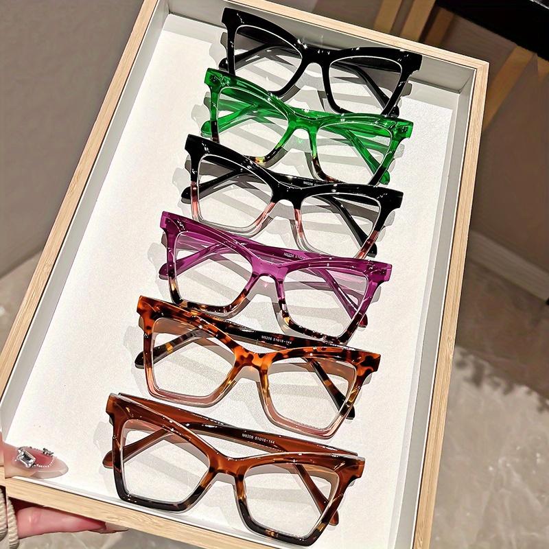 Oversized Cat Eye Clear Lens Glasses for Women - Vintage Gradient Transparent Frame, Fashionable Blue Light Blocking Eyewear