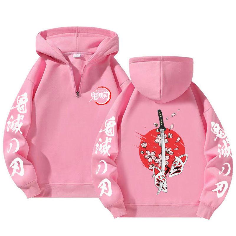 Demon Slayer Harajuku Anime Hoodies Men Kawaii Manga Graphic Zipper Coats Kimetsu No Yaiba Cartoon Printed Streetwear Sweatshirts Unisex Pullover Tops