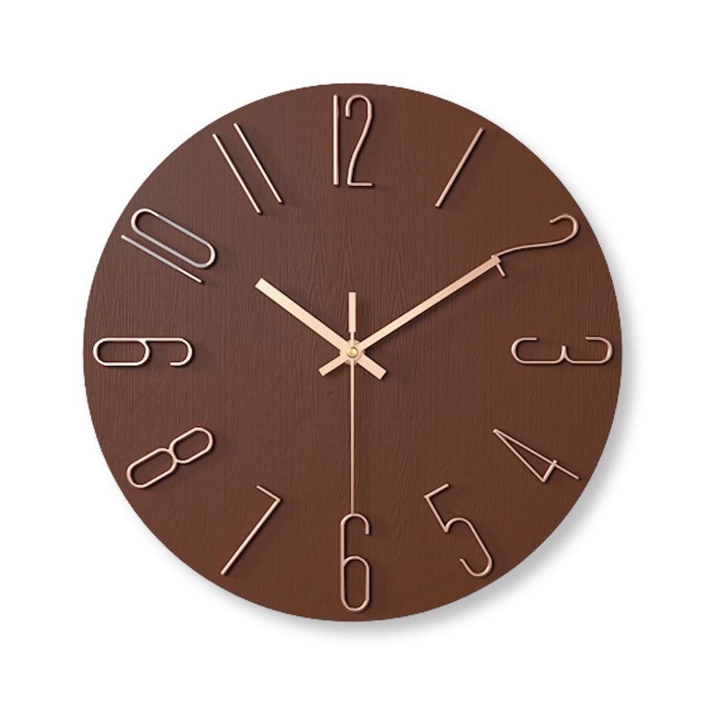 Lezalic Wall Clock, Simple, Scandinavian-Style, Silent Analog Wall Clock for Living Room, Office, or Bedroom (Mocha Brown)