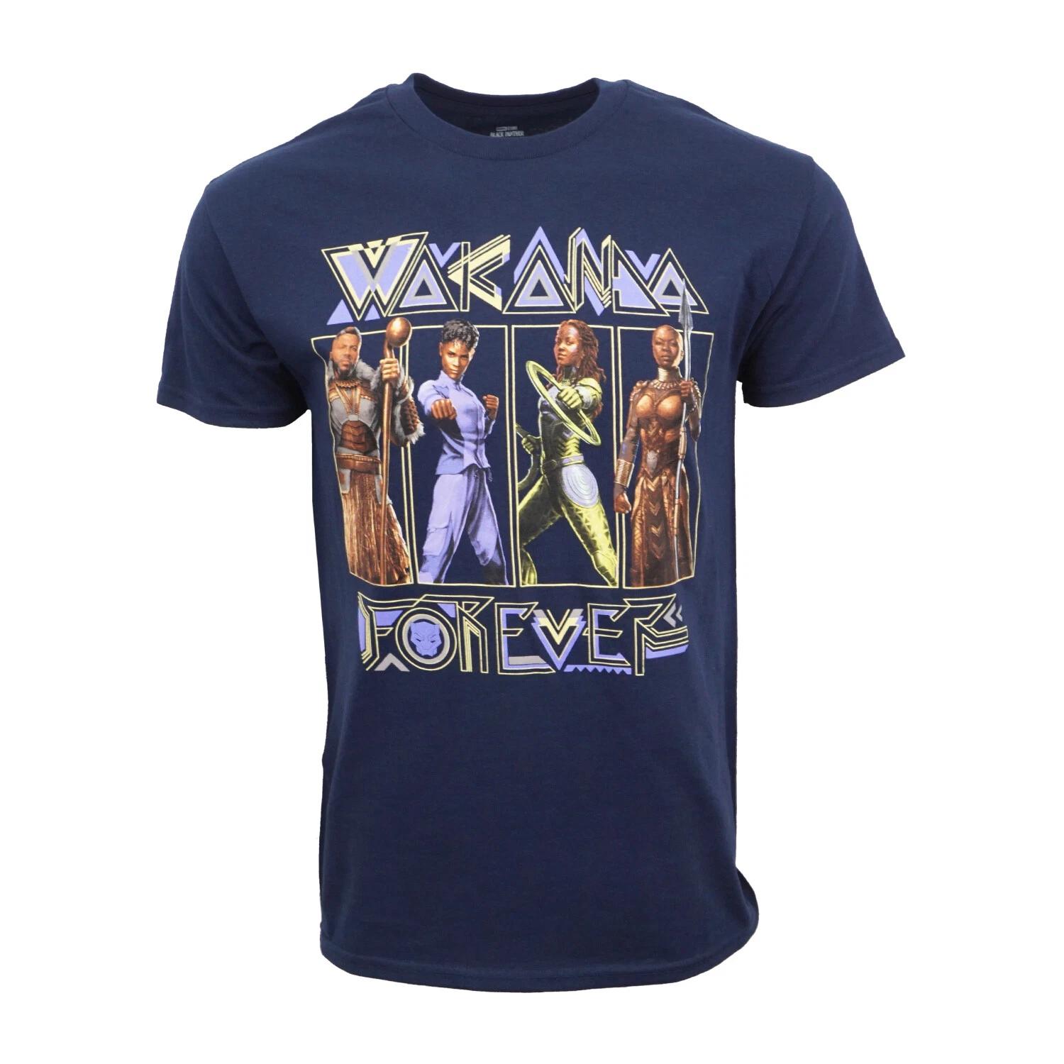 Unisex Adult Casual Graphic PANTHER WAKANDA FOREVER NAVY OFFICIAL T... L