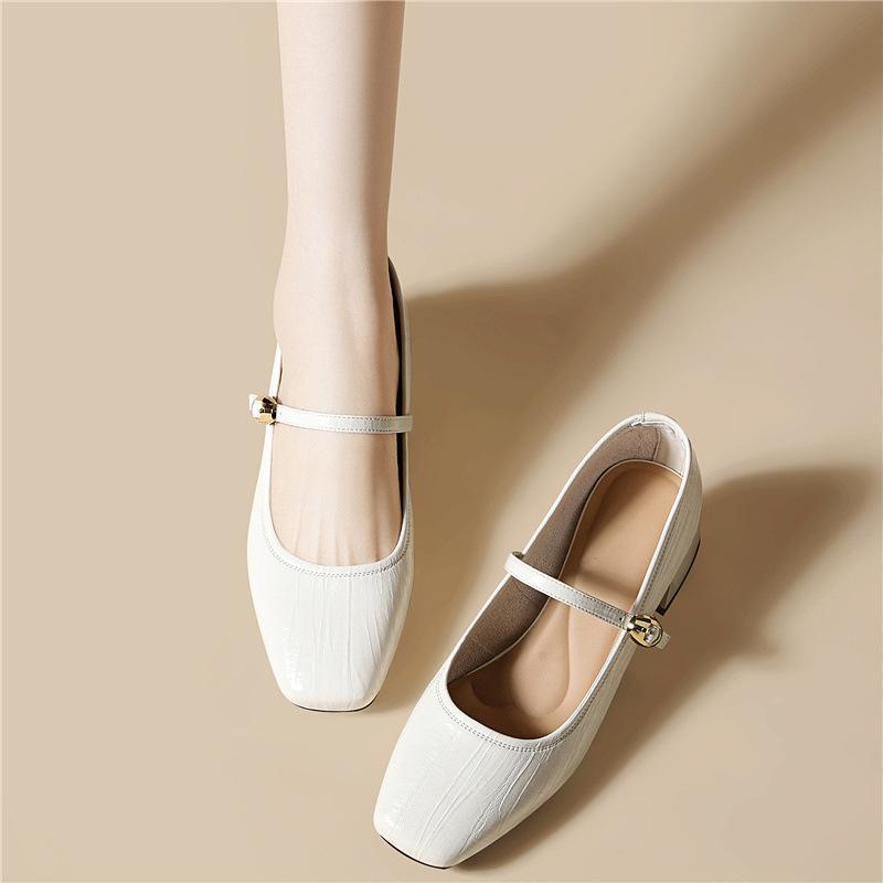 French Thick Heel Single Shoes Fashion Light Luxury Spring New Mary Jane Small Leather Shoes with Skirt Commuter High Heels Women's Shoes
