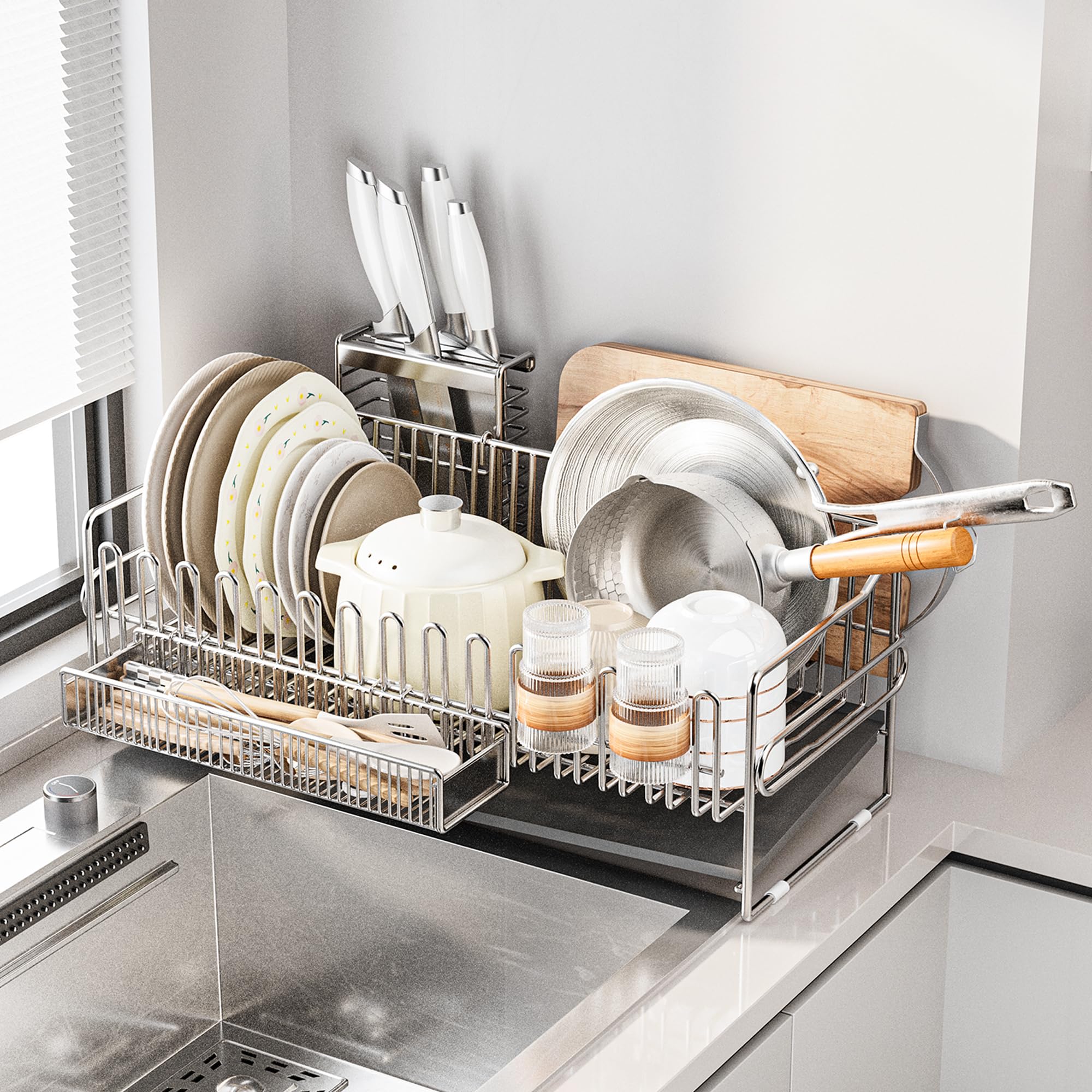 

ADBIU Нержавеющая сталь Блюдо Большое блюдо Место для хранения на кухне 51 x 21 x 18 см Сушилка, Тонкий, Вместимость, Сушилка, Подставка, Экономия, Конструкция, Защищенная от ржавчины,