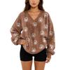 Women's V-Neck Sweatshirt Plush Solid Color Casual Fashion Long Sleeve With Pocketed Pullover Top
