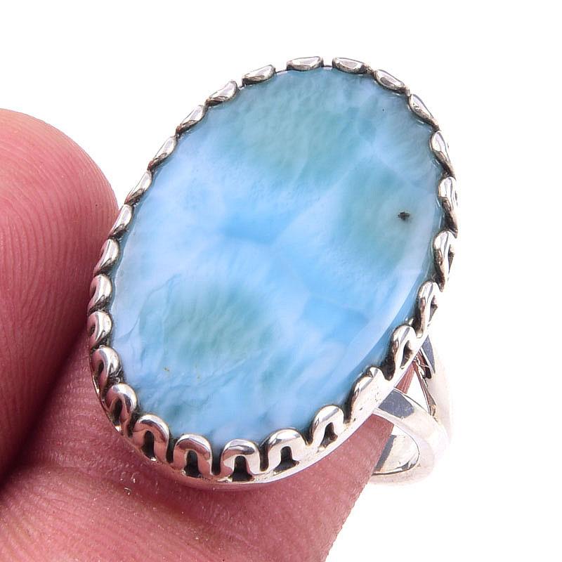 

Кольцо из стерлингового серебра 925 пробы с драгоценным камнем Natural Republic Larimar S.9 t6M56