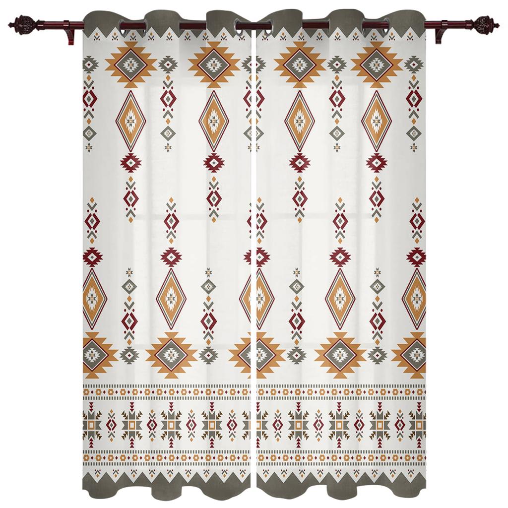 Boho Tribal Totem Window Curtain Modern European Style Curtains for Bedroom Living Room Backdrop Curtain