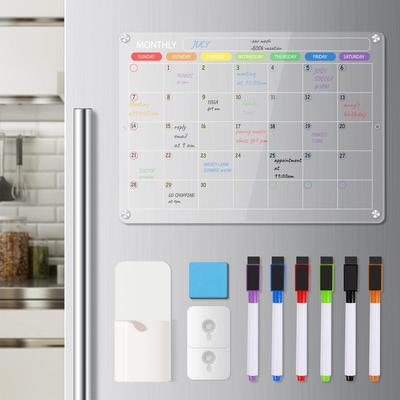 Magnetic Acrylic Dry Erase Calendar and Message Board for Refrigerator