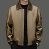 Spring and Autumn new first-layer sheepskin leather leather jacket men's middle-aged collar removable leather jacket casual jacket