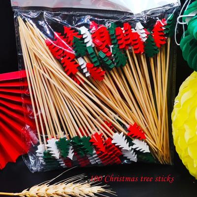 100 Pièces Bâtonnets en Bambou Jetables Nourriture Fruits Cocktail Cure-dents Faits Main Décorations de Fête Pique-nique Noël Décoration Usage Quotidien