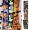 Tinsel Fringe Curtain Foil for Halloween, Orange Purple Black Background Durable Party Decoration Photo Booth Props, Pumpkin Ghost Bat Halloween