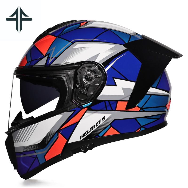 ORZ-B09 Motorcycle Helmet, Open Face Helmet, Large Tail Wing, Motorcycle Riding, Double Mirror Full Face Helmet