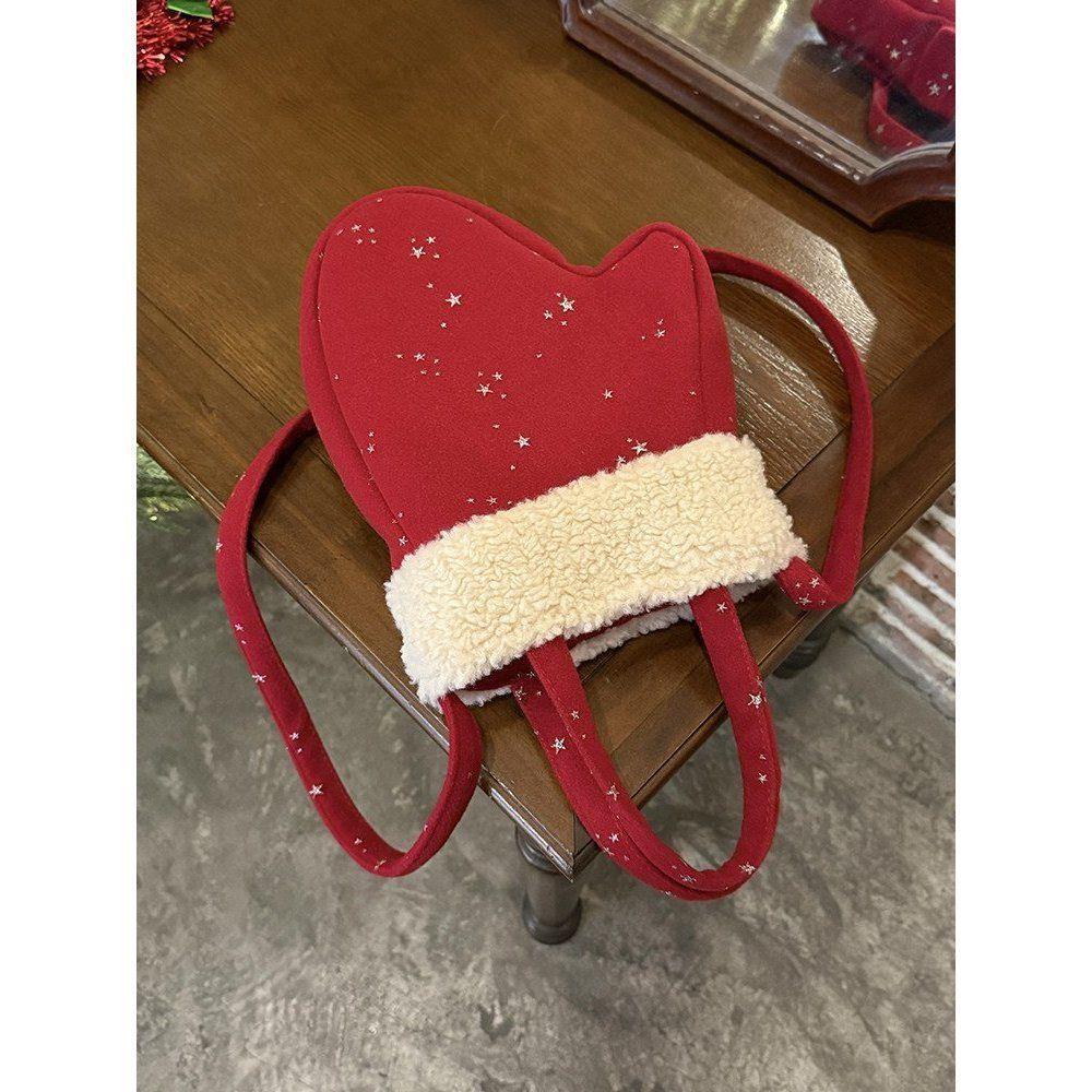 Перчатки в форме звезды Сумка через плечо в горошек Стильная и универсальная сумка красный