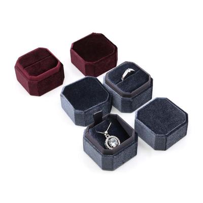 Velvet Octagonal Jewelry Box for Rings, Necklaces, Pendants, and Proposals
