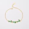 S925 Sterling Silver Korean Style Epoxy Bamboo Bracelet Set with Diamonds Green Zirconia Bamboo Leaf Bracelet