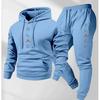 Men's Black Retro Letter Print Two-Piece Jogging Set - Long Sleeve Hoodie & Sweatpants for Winter
