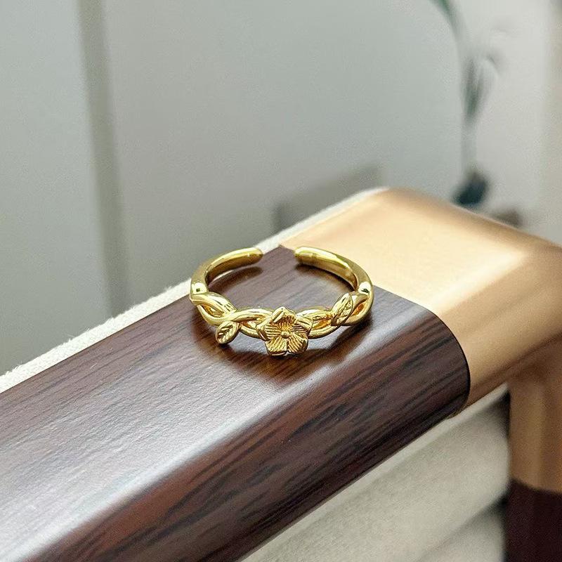 Средневековое Винтажное Цветочное Бабочка Открывающееся Кольцо Щетка Светлая Роскошь Нишевое Изысканное Циркон Высококлассное Кольцо Женское Adjustable opening