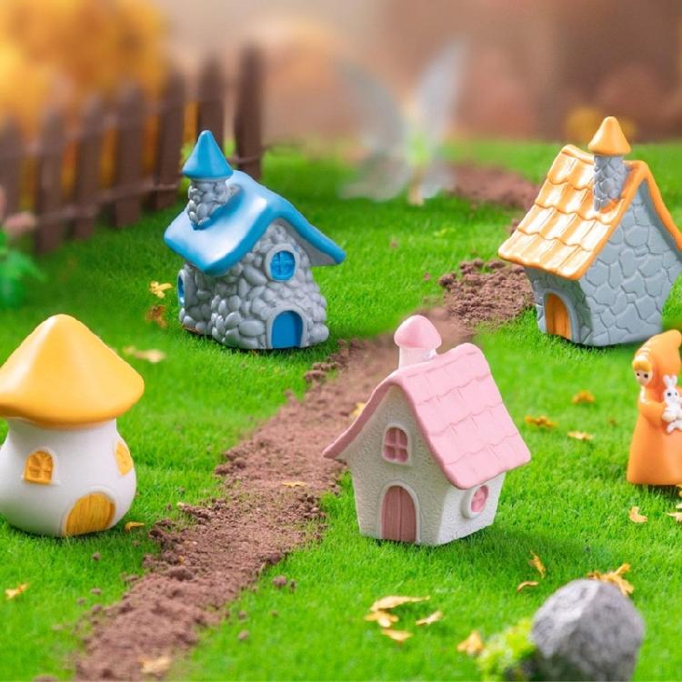 Cartoon House Sculpture Statue Funny Resin House Creative House Figurine House Funny House Collectible Mushroom Resin Crafts