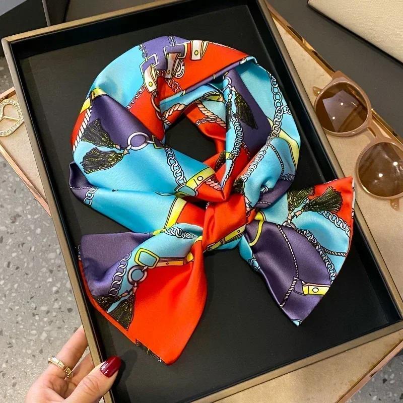 17*150cm Ribbon Silk Scarfs Female Luxury Design Hair Band Skinny Scarf Neck Ties Women Bag Scarves Neckerchief Foulard Lady