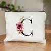 A-Z Alphabet Cosmetic Storage Bag Initial Graduation Gifts for Teacher Flowers Print Toiletry Bag for Bridesmaids Wedding Gifts
