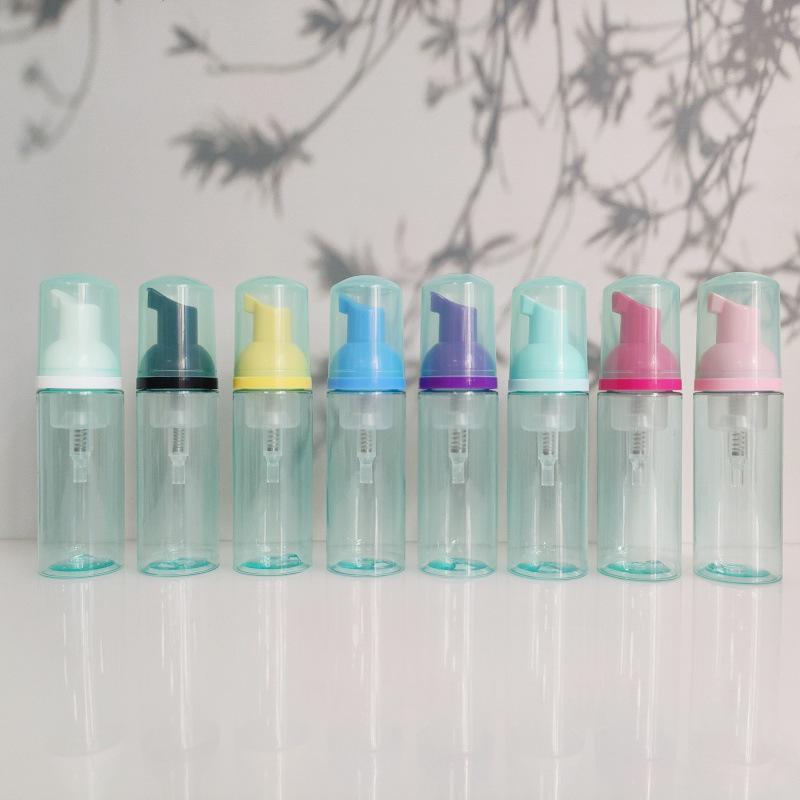 60ml Portable Transparent Green Facial Cleanser Foaming Bottle
