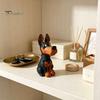 Solid Wood Dog Figurine Doberman Wooden Ornament, Hand Carved Creative Sculpture, Cute Handcrafted Statue for Home Shelf And Entryway Craft