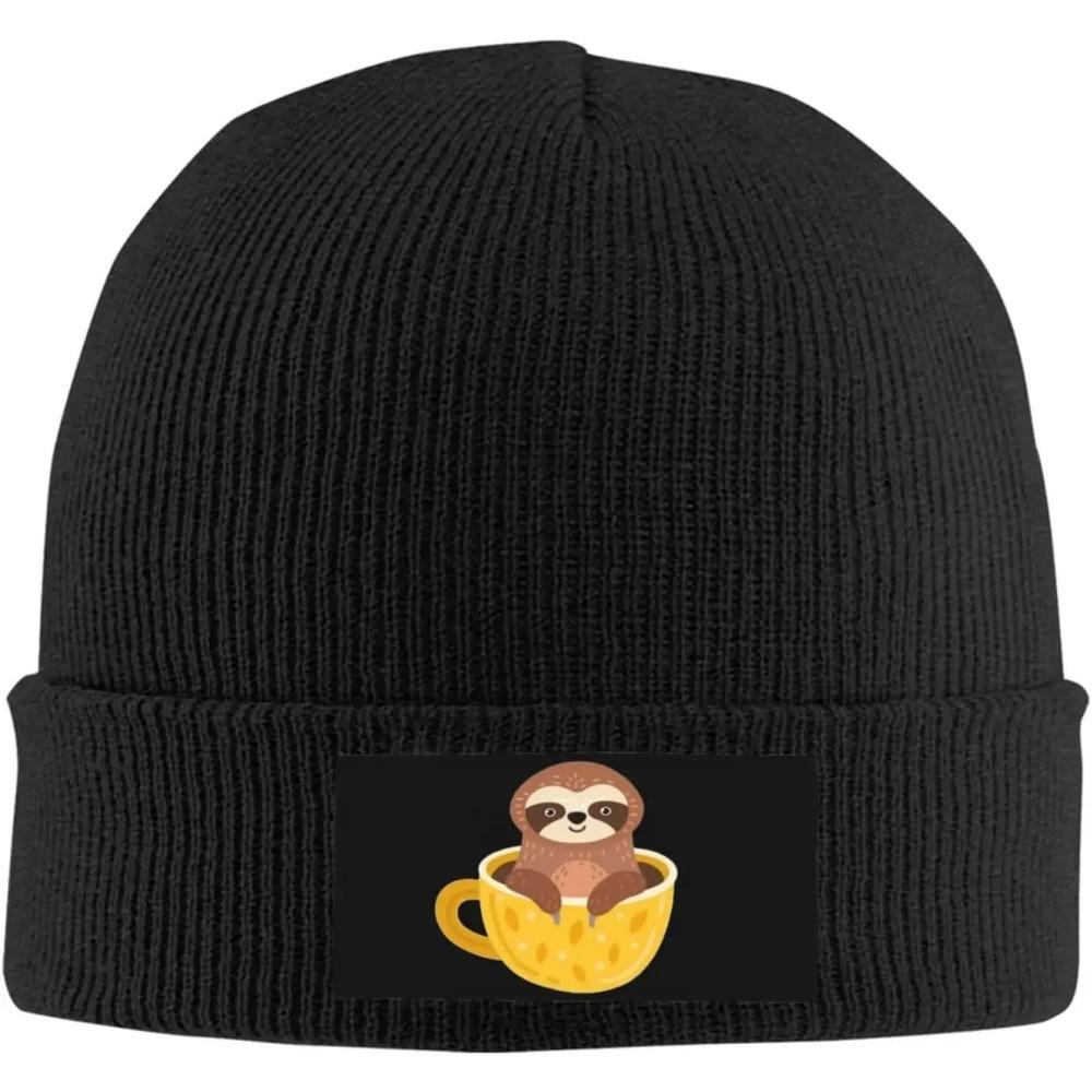 

Cartoon Sloth Funny Knit Hats for Unisex and Women Plain Cute Knit Hat Winter Soft Warm Stretch Thick Trendy Beanies Hats Cap