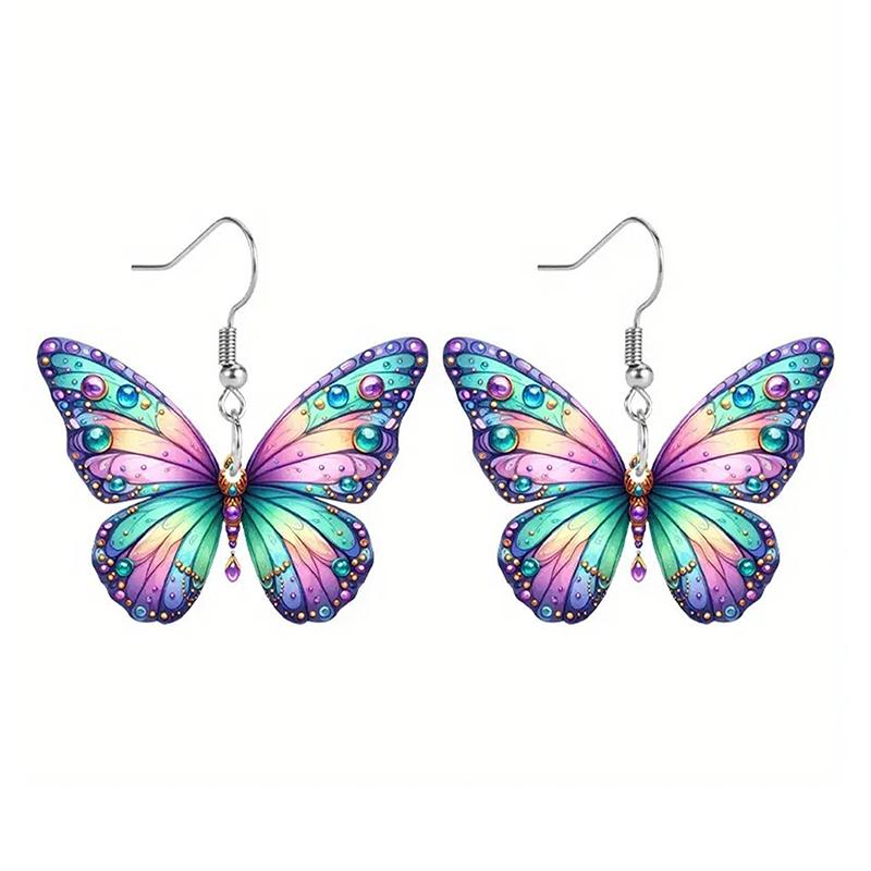 1 par avançado simples fresco temperamento acrílico plano personalizado borboleta pendurado brincos diy decoração