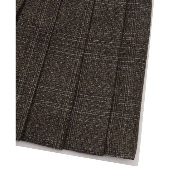 Covernat Plaid Low Waist Pleated Mini Skirt Women skirts Brown CO2403SR71BR