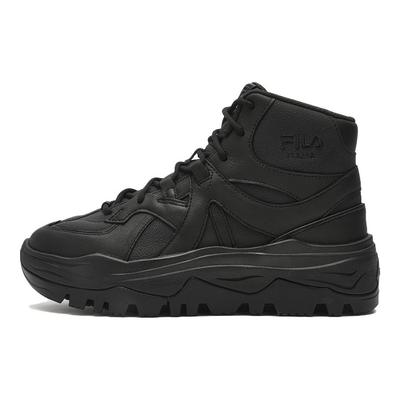 Modern Synthetic Leather Thick Sole Comfortable High Top Casual Shoes Women Sneakers Black F12W341114FBK
